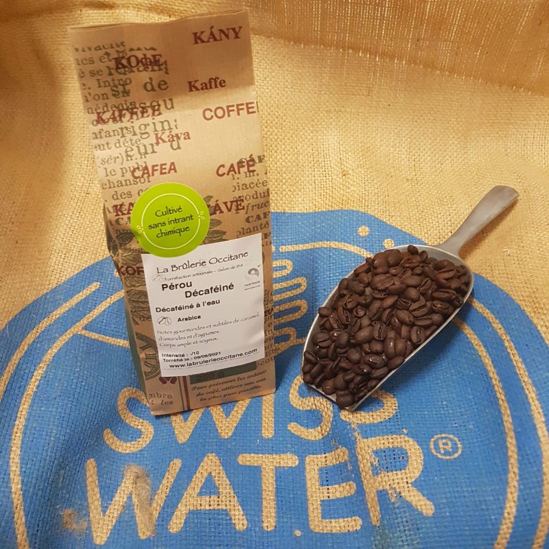 Café en grain décaféiné à l'eau du Pérou